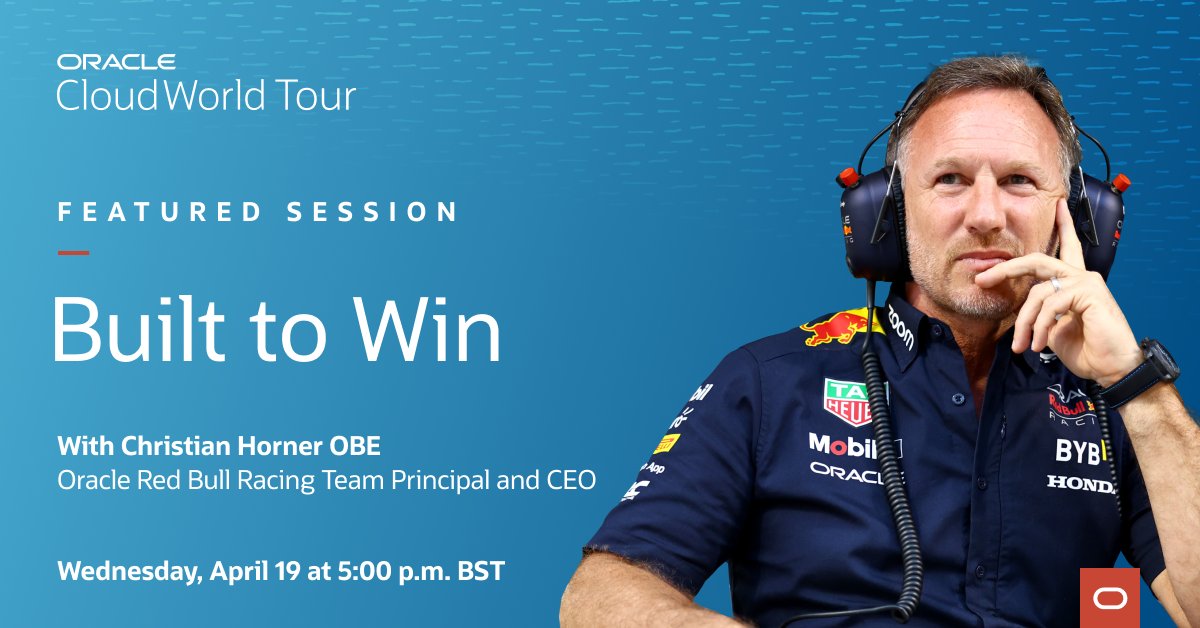 Rev your engines because sport is coming to Oracle #CloudWorld Tour London, April 19th. 

Register now to hear Christian Horner share insights on using #data analytics for winning strategy and predictions. social.ora.cl/6012OGjf2 #OCW 🏎️