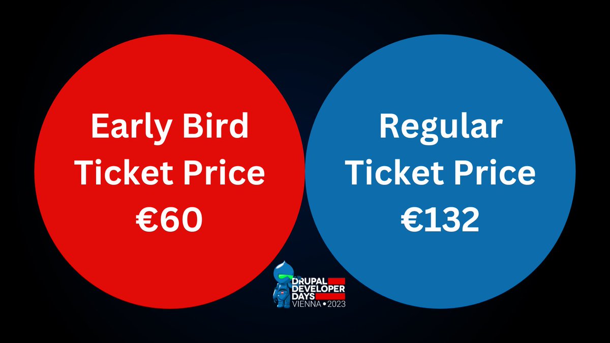 Half of the Early bird tickets for Drupal Developer Days Vienna 2023 are already sold, get yours now and pay just €60!

🔗ddd23.drupalcamp.at

#Drupal #DDD23 #OpenSource