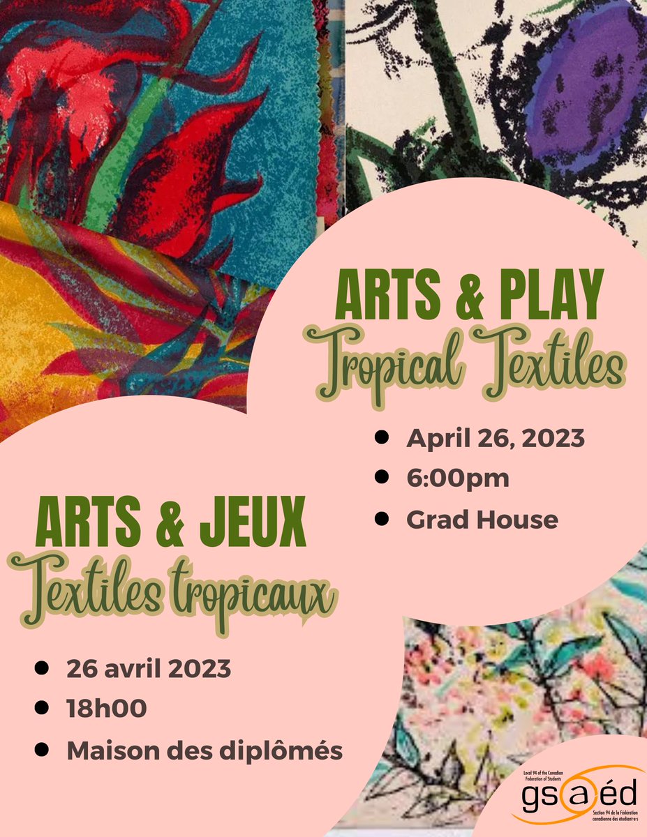 CraftCriticRes's tweet photo. Venez vous lancer dans un jeu créatif avec d'autres étudiants diplômés pour explorer le travail de Althea McNish, connue pour ses textures et designs spectaculaires!

📆 mercredi 26 avril, 18h à la maison des diplômés
🔗 Inscription: https://t.co/Th7klidIbt https://t.co/yT1fwYkVdj
