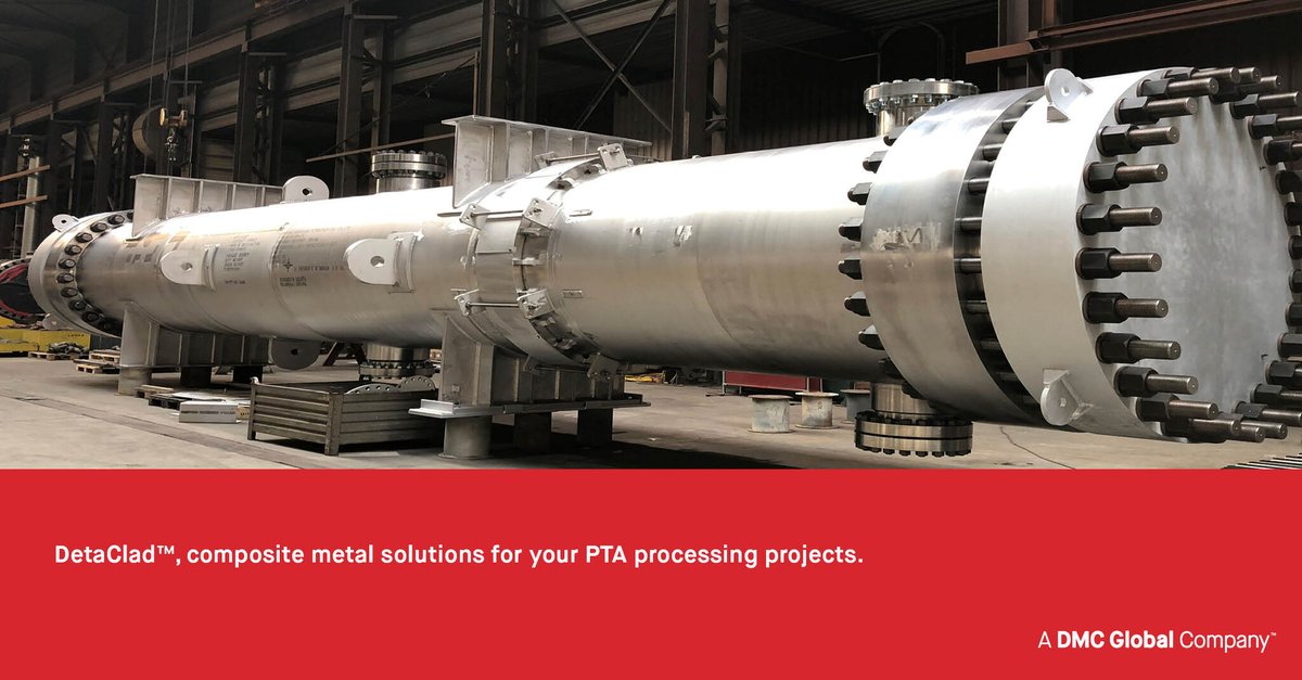 NobelClad's tweet photo. Fabricating with large titanium-clad plates, head, and tube sheets dramatically lowers capital expenditure (CAPEX) and improves return on investment for PTA projects. Read more here: https://t.co/3gRCqiwGJS #PTA #DetaClad #aceticacid https://t.co/DbZbHRr4vY