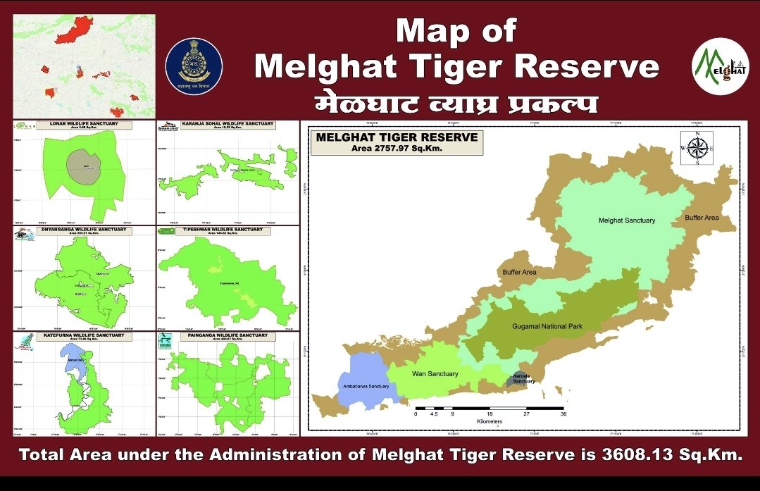 jayotibanerjee's tweet photo. #MelghatTigerReserve
One of the 1st TR with Area of 3608 SqKm
Comprises #GugamalNationalPark &10 Sanctuaries-
#Melghat
#Narnala
#Wan
#Ambabarwa
#Lonar
#Dyanganga
#Katepurna
#KaranjaSohol
#Tipeshwar
#Painganga
Cover 6 districts Amravati,Akola,Buldhana, Yavatmal,Washim &Nanded https://t.co/MxOdCqbEFO