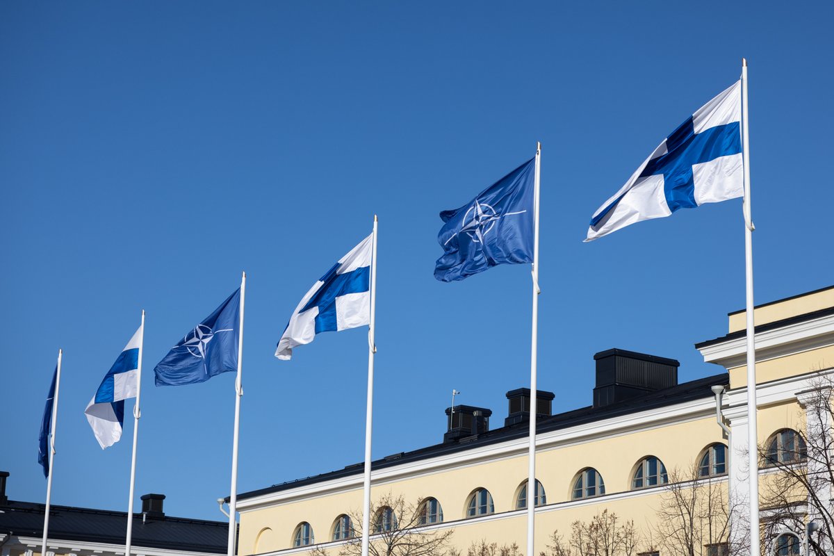 Finland became a member of NATO on 4 April 2023. 

Finland’s membership began with flag-raising ceremonies in Helsinki and in Brussels.

Finland is stronger and safer within NATO and NATO is stronger and safer with Finland as an Ally.

<a href="/NATO/">NATO</a> I #WeAreNATO