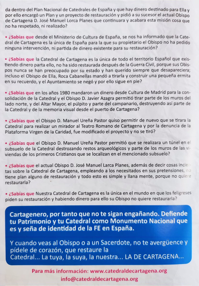 CatedralCT's tweet photo. Ante la cantidad de preguntas sobre donde se pueden conseguir los dípticos informativos sobre la Catedral de Cartagena, hemos dejado algunos de ellos en:
- Comercial Rubio, C/San Vicente 18
- Cafetería Cavite Santa Florentina 26
- Confitería Cavite Santa Florentina 22
#PCVC https://t.co/L4Wt1CJoDn