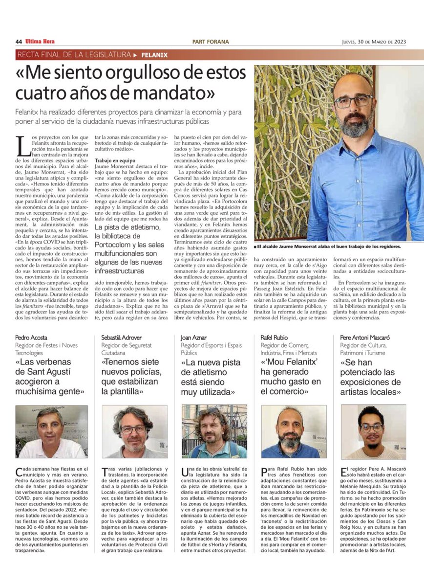 jmonserrat76's tweet photo. Estic molt orgullós de l’equip de Govern de l’@AjFelanitx 

@ElPiFelanitx @SolerCatalina @PPFelanitx #JoanAznar https://t.co/e1Sss7PzLI