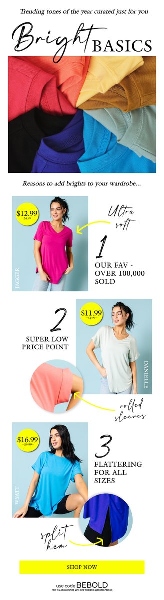 ladyboarder9669's tweet image. RT! TRENDING: Bright Basics 4Spring Starting at $11 #basics #basictees #brightbasics #springstyles #springtrends #trending #springfashiontrends #styleTips #shoppingdeals #centsofstyle
@centsofstyle
#boldtees #colorfultees #ladiestees #tshirts #bright mystylespot.net/trending-brigh…… AD