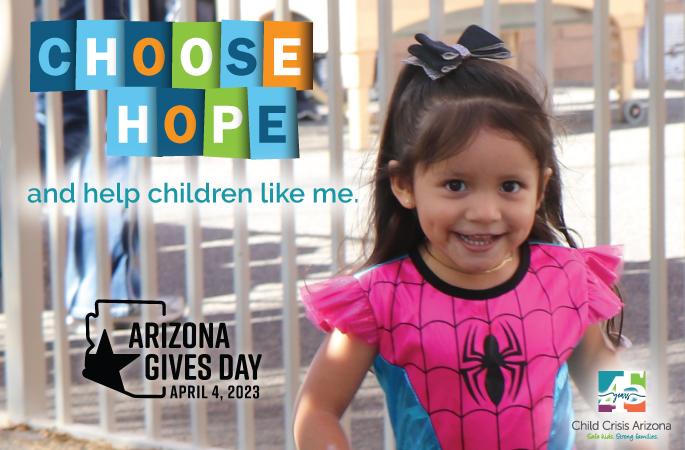 Today is Arizona Gives Day! Join us in celebrating philanthropy and choosing hope for Arizona’s most vulnerable children, youth and families. 

You can give to Child Crisis Arizona by visiting: azgives.org/childcrisisari…

#AZGivesDay #SafeKidsStrongFamilies #nonprofit #philanthropy