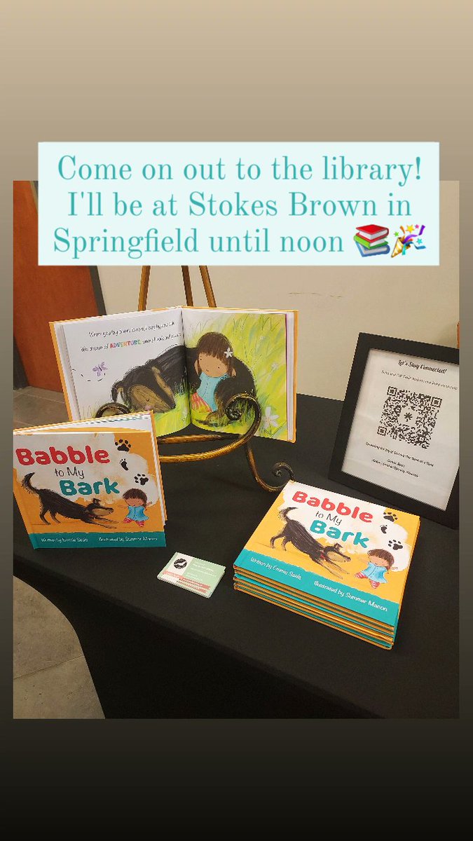 seals_emmie's tweet photo. It's #storytime at #stokesbrownpubliclibrary and I'm set up until noon. I'm incredibly grateful to every #library that has invited me in with #BabbletoMyBark
#kidlit #picturebook #ChildrensBooks #writingcommunity #indieauthors #AuthorsOfTwitter #read #spreadliteracy https://t.co/Pv7y8oYHBW