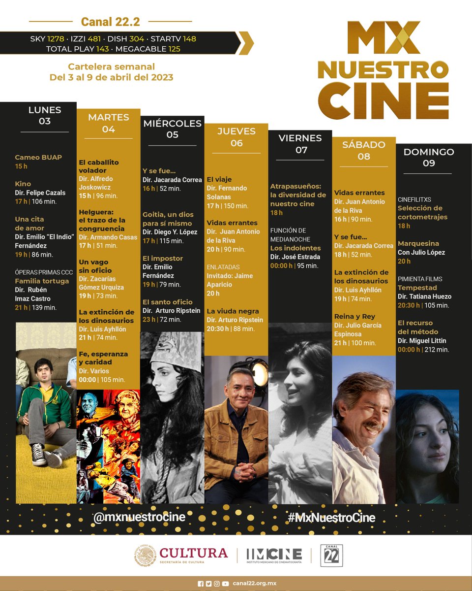 Esta es la programación para #SemanaSanta de <a href="/mxnuestrocine/">Canal MX Nuestro Cine</a> que se transmitirán por <a href="/Canal22/">Canal 22 México</a>