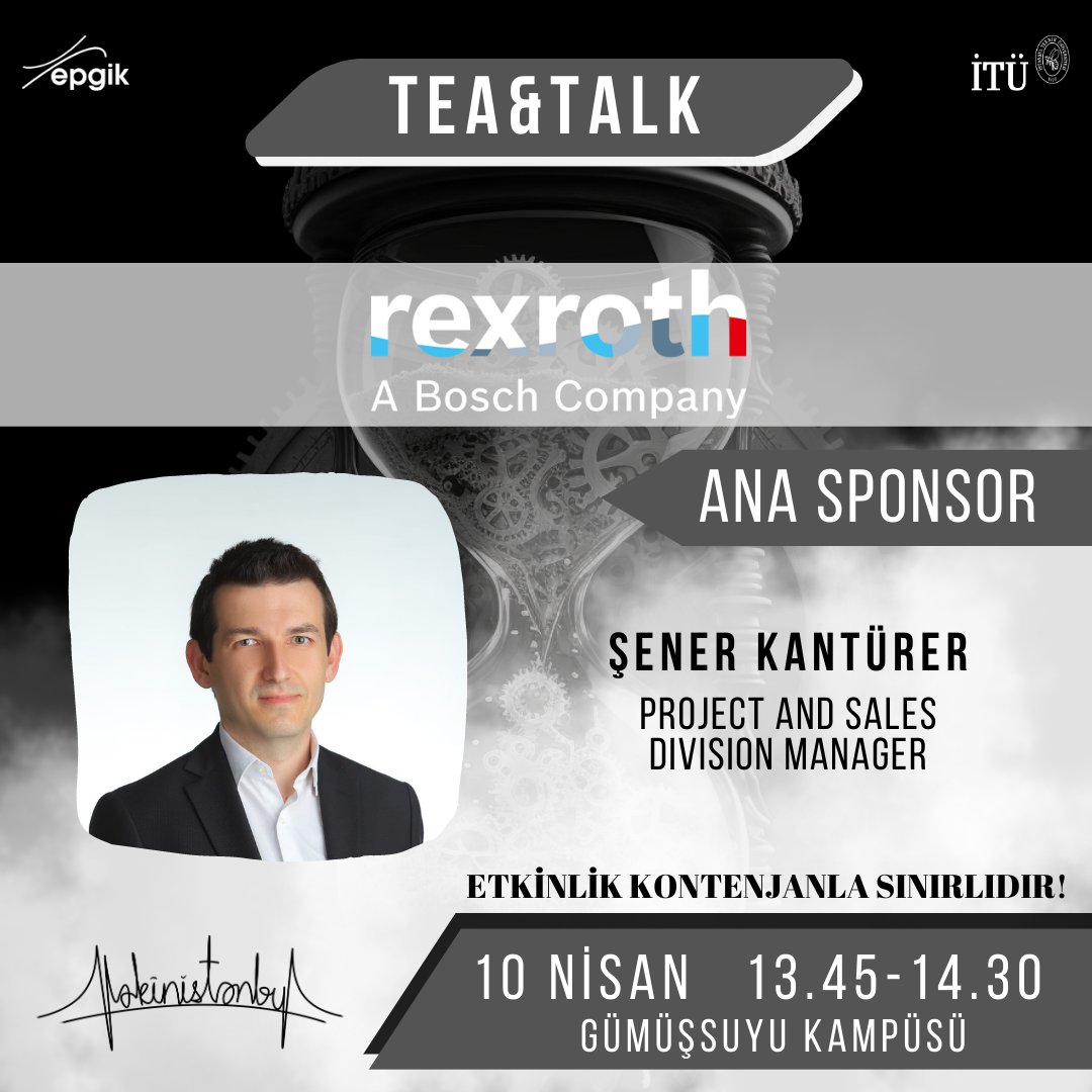 Bosch Rexroth Tea&Talk ile Makinistanbul'da sizlerle!🔥 Alanında uzman kişilerin bizzat tecrübelerini paylaşacağı, Makinistanbul'un en samimi ve verimli oturumu, Tea&Talk'ı kaçırma!📣💯 Aşağıdaki linkten kayıt ol, Makinistanbul'un fırsatlarını kaçırma! epgik.com/makinistanbul-…