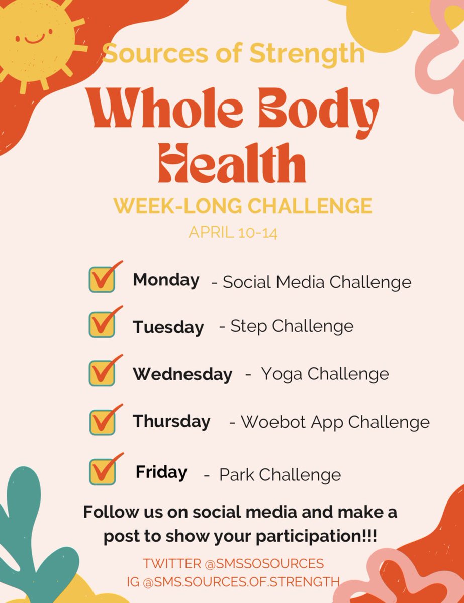 April is stress awareness month so we came up with some stress-reducing challenges for our Raiders!! Keep posted with our socials to stay updated on the challenges!! <a href="/ejfreden/">SMS Social Workers</a> #Raiderpride #StressAwarenessMonth #stressmanagement #stressrelief