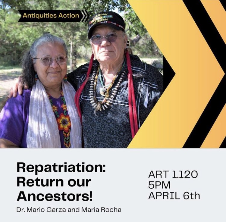 UT Austin is currently holding indigenous ancestral remains without the consent of affected communities. Join us for a talk by Dr. Mario Garza and Maria Rocha from the Indigenous Cultures Institute to learn more about the issue.