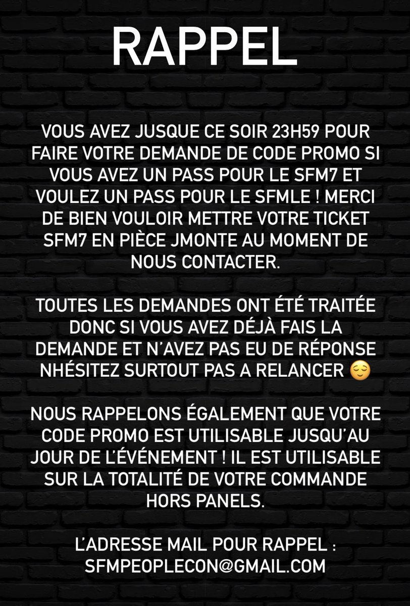 peoplecons's tweet image. #SFMLE | RAPPEL/REMINDER