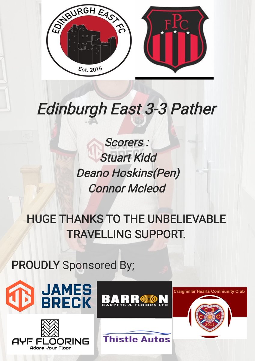 Just for the archives. Great comeback on Sunday being 3-1 down against a cracking outfit in Pather, the current Scottish champions. 5-4 win on pens..all the best to Pather for rest of the season. FINAL VENUE AND DATE TBC. Keep your eyes peeled
❤️🖤