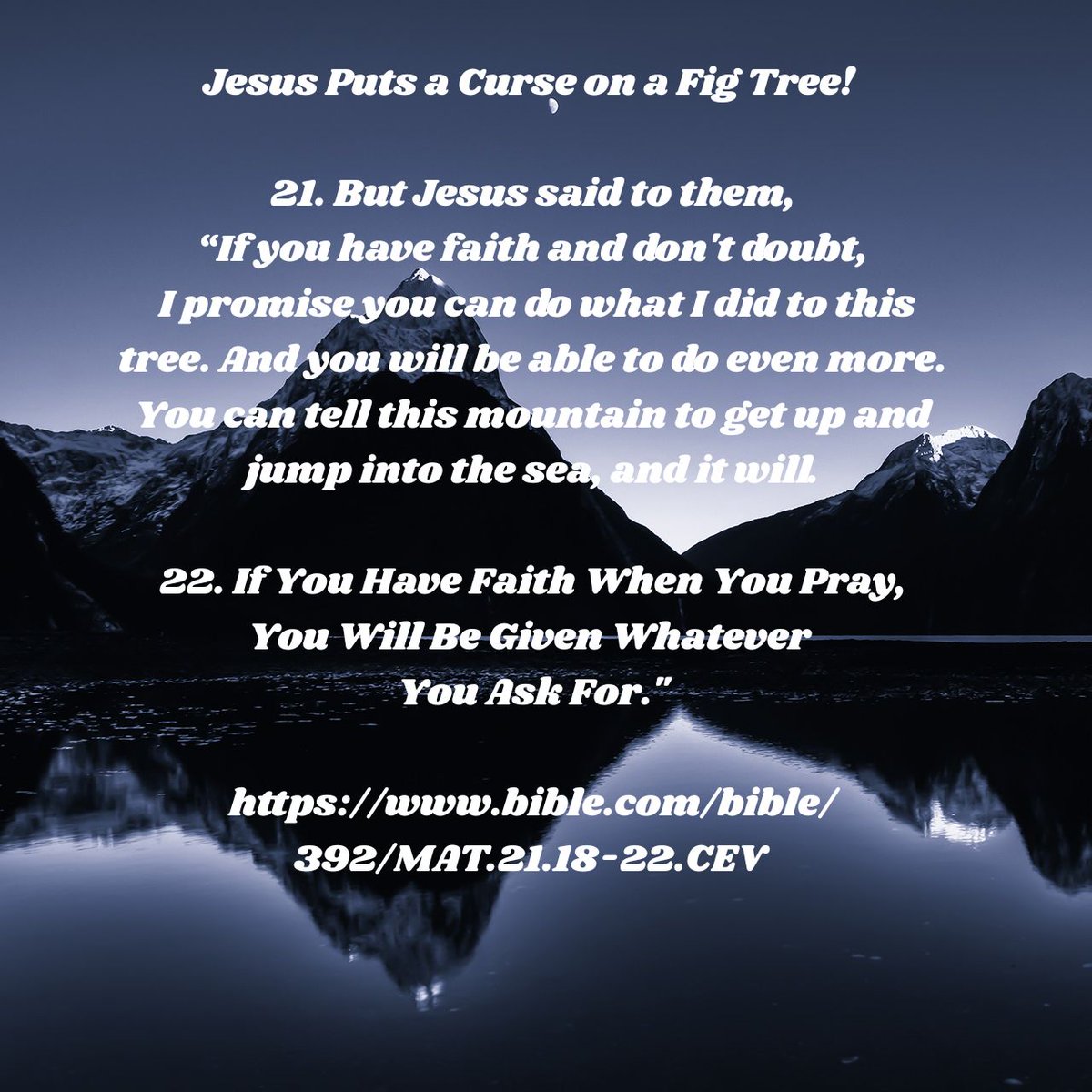 eagibbs's tweet photo. Jesus Puts a Curse on a Fig Tree! 
22. "If You Have Faith When You Pray, You Will Be Given Whatever You Ask For.”
https://t.co/VbdU3748TF https://t.co/Akh4tVP3vJ