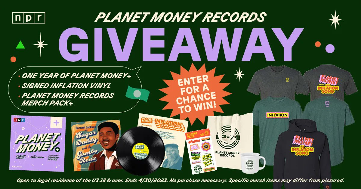 Giveaway Alert! Enter for a chance to win Planet Money Records merch (including a signed 'Inflation' Vinyl) along with a free year of bonus episodes and sponsor-free listening with Planet Money+. ENTER HERE: npr.formstack.com/forms/planet_m…