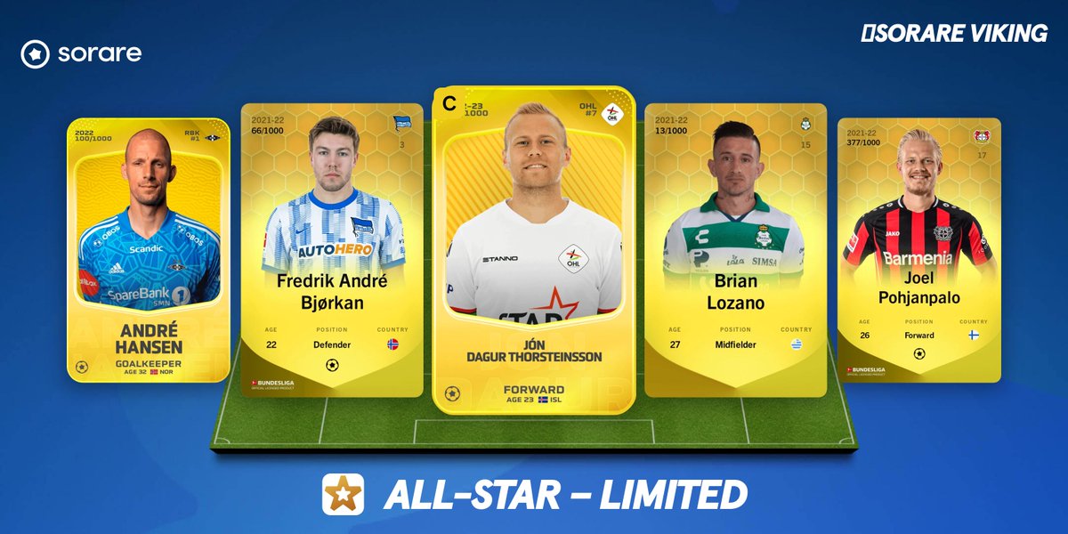 Sorare_Viking's tweet photo. Finally can I use my #Eliteserien players in my lineup! Feels so good. Now lets see what we can win with these cards. Big expectations for #Høgh, #Linnes and #Bjørkan
#2fantasy #fpl #sorare #rbk #moldefk #stabæk https://t.co/BeGxAl1SMI