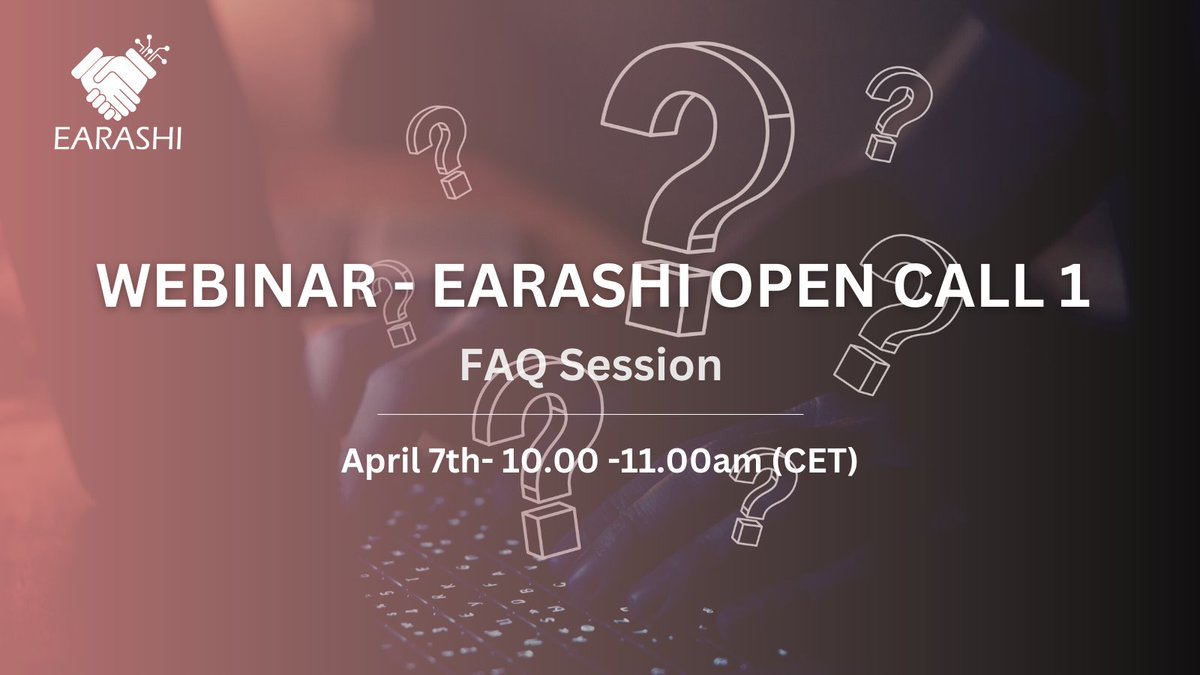 EARASHI2022's tweet image. 🎙️Attention researchers and innovators!🎙️
🔍Do you have questions about the EARASHI Open Call#1? 💡Join us for our #FAQ1 Session on April 7th at 10:00AM CET on Teams.
🔝Get the answers you need to submit a successful proposal.

Register here ➡️ lnkd.in/eSCWq5k6
#innovation
