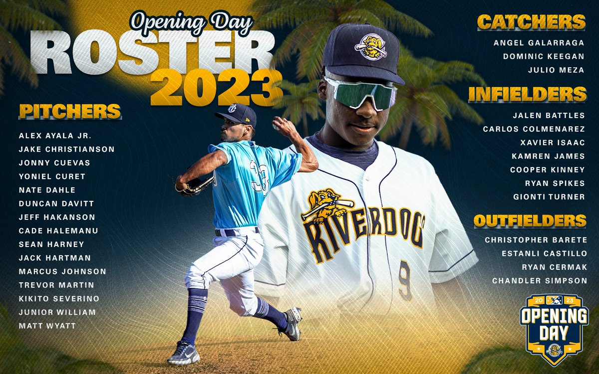 Let’s have some fun 😎 Your 2023 RiverDogs Opening Day roster is here! More details ➡️ tinyurl.com/2a3b6wrp #FUNLEASHED