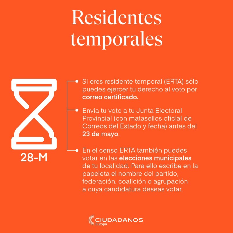 CS_Europa's tweet photo. 🗳️ Guía para votar desde el extranjero el próximo #28M

Si vives fuera de España y quieres ejercer tu derecho al voto en las elecciones de mayo, aquí te explicamos cómo hacerlo 👇