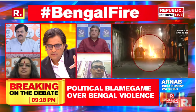 republic's tweet photo. #BengalFire | BJP is instigating and spreading rumours: 
TMC Spokesperson Biswajit Deb levels big allegation against BJP over repeated clashes being reported in the state - https://t.co/ATVNsc8eWJ

#BengalViolence #MamataBanerjee #BJP #TMC #HowrahClashes #Rishra #RamNavamiViolence