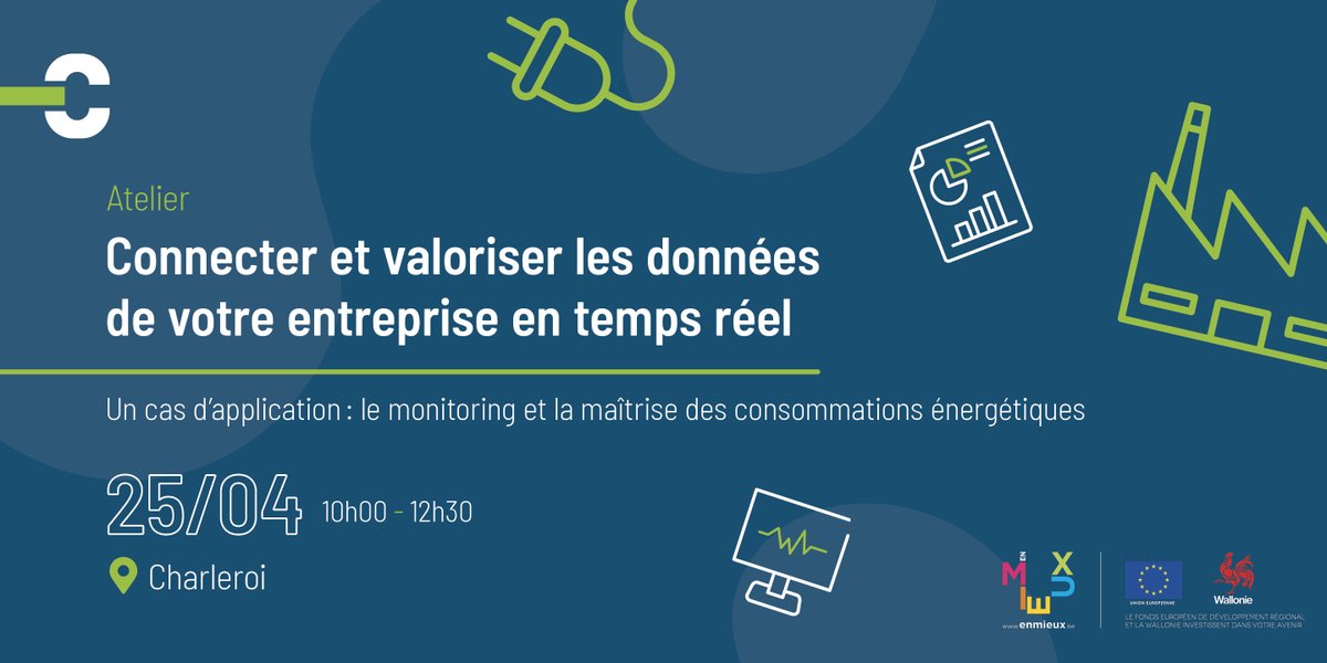Atelier Hub-C: Connecter et valoriser les données de votre entreprise en temps réel - ce 25 avril.
Cas d’application : le monitoring et la maîtrise des consommations énergétiques 
Avec <a href="/EwattchBelgium/">Ewattch Belgium</a> #broptimize
hub-charleroi.be/fr/events/conn…