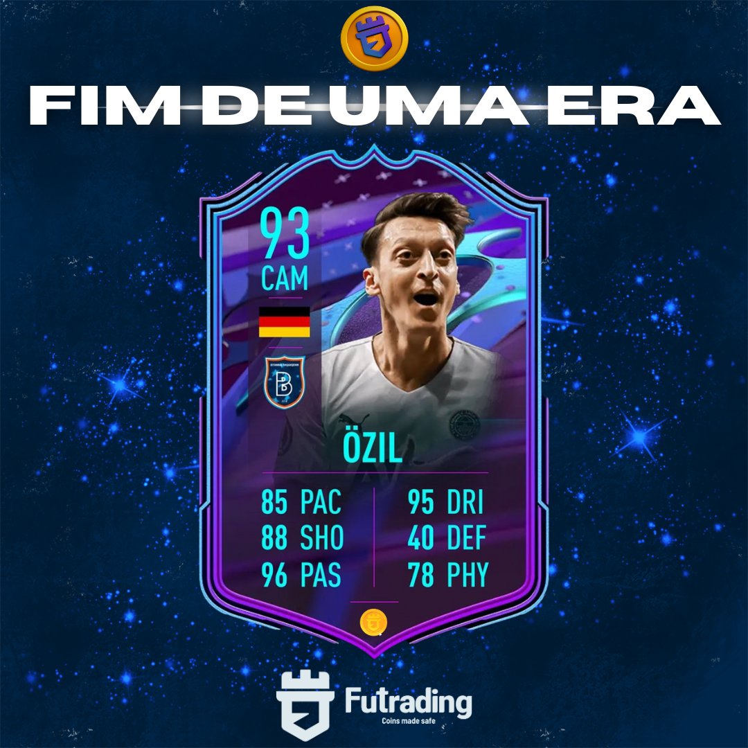 🇩🇪Fim de uma era - Mesut Özil

- O jogador estava previsto para vir no FUT Birthday, mas provavelmente vai vir como um SBC de “End of an Era”, já que se aposentou recentemente.

#Fifa23 #ozil