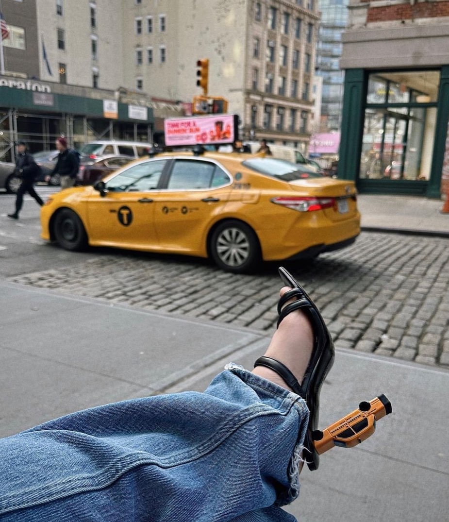 Made for us 💛 #BrandonBlackwood takes #NYC love to the next level in the #TaxiHeelSandal. ⁠ ⁠ 📸: @thebellagerard