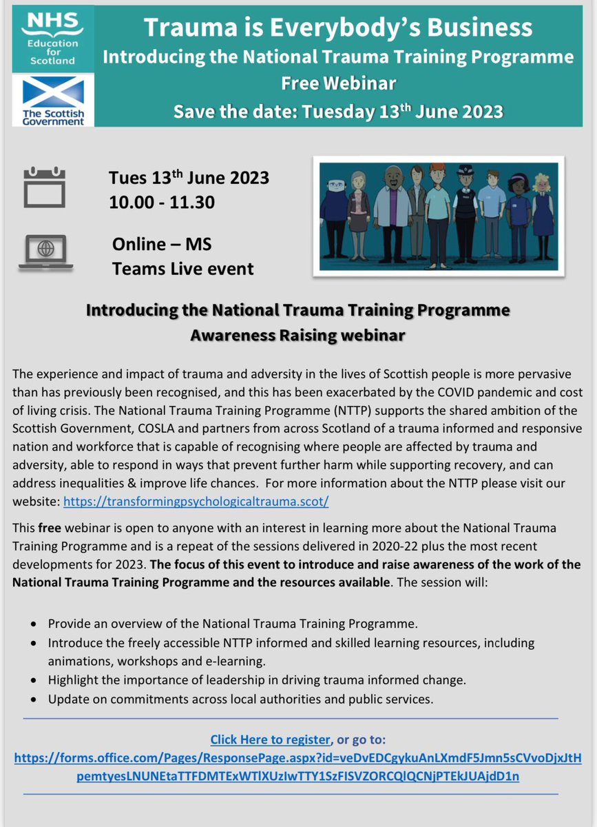 Introducing the National Trauma Training Programme. 
Please see below for more details and a link to register. #TransformingPsychologicalTrauma 👇🏽👇🏽👇🏽