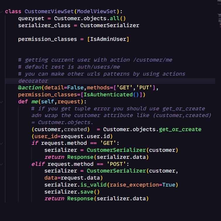 anil_code_808's tweet image. Authentication and Permissions
Using Permissions Classes on Views
Using action decorator and manage url
using Customer permissions IsAdminOrReadOnly()
Allowing Permission to apply globally settings.py

#django
#Django
