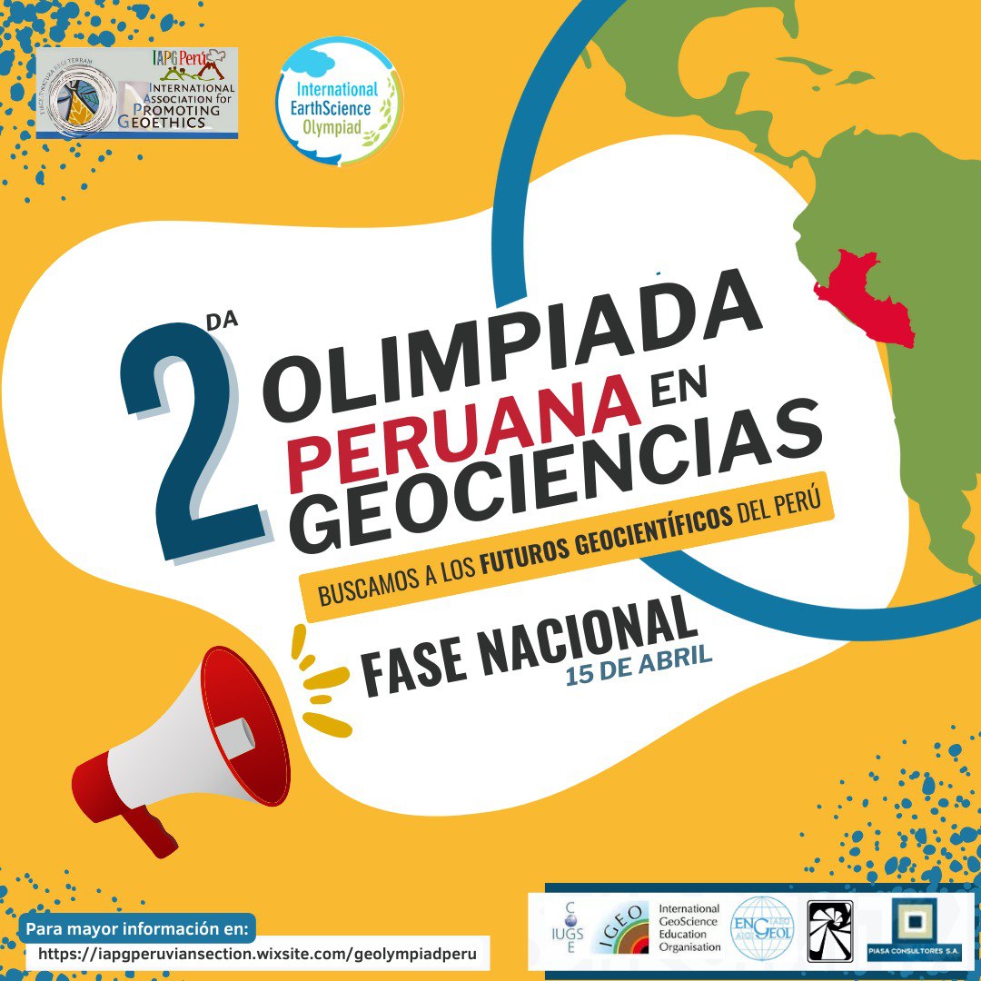 ATENCIÓN #Perú Ya está programada la 2da Olimpiada Peruana en Geociencias
Invitamos a estudiantes peruanos‍ de 4° y 5° secundaria a participar y ser parte de la delegación peruana para la IESO 2023
📷Para mayor información en:
iapgperuviansection.wixsite.com/geolympiadperu
iapg.peru@gmail.com