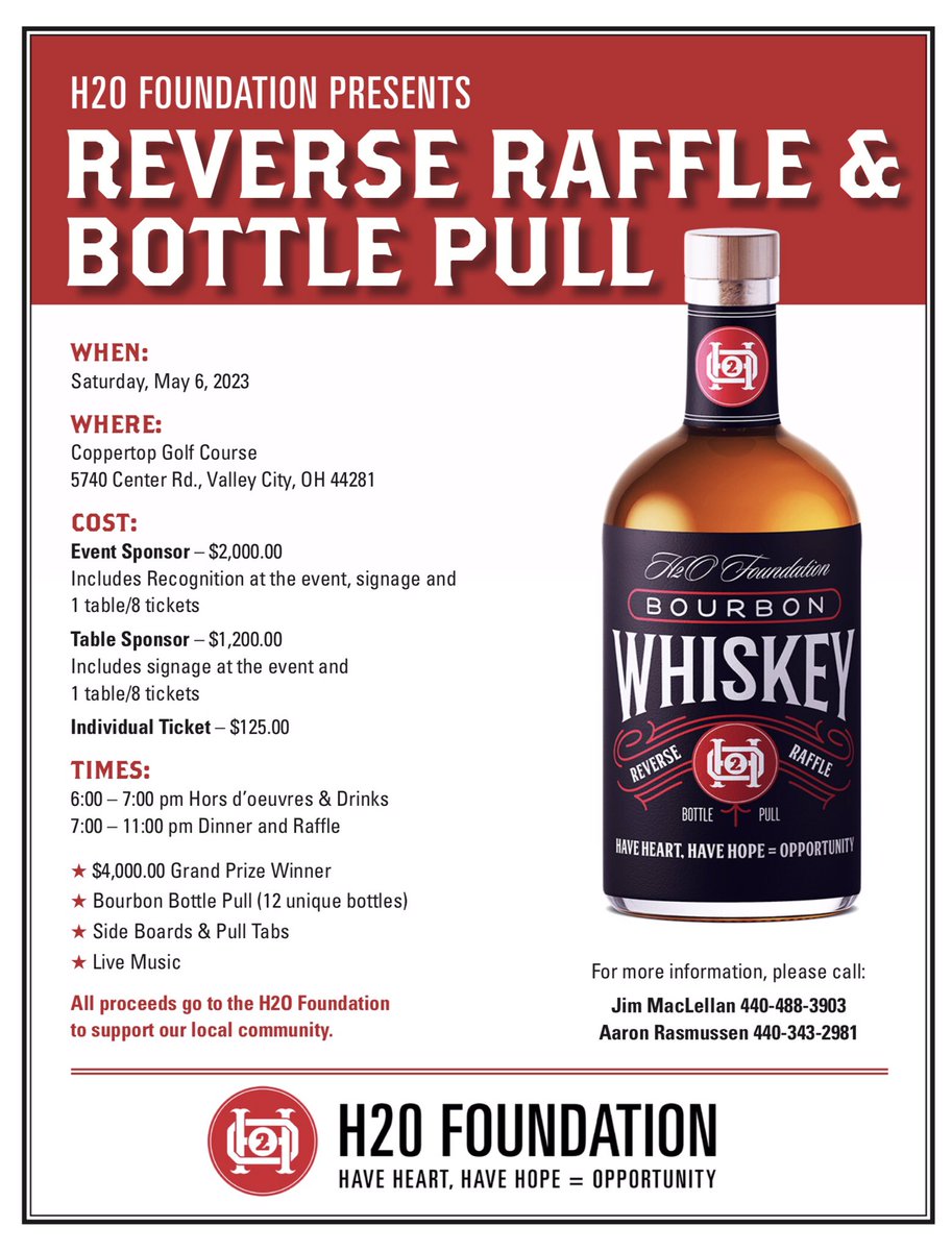 Our annual Reverse Raffle &amp; Bourbon Pull is on May 6th and quickly approaching! If you are interested in joining us at the event or purchasing a bourbon ticket please contact Jim or Aaron!