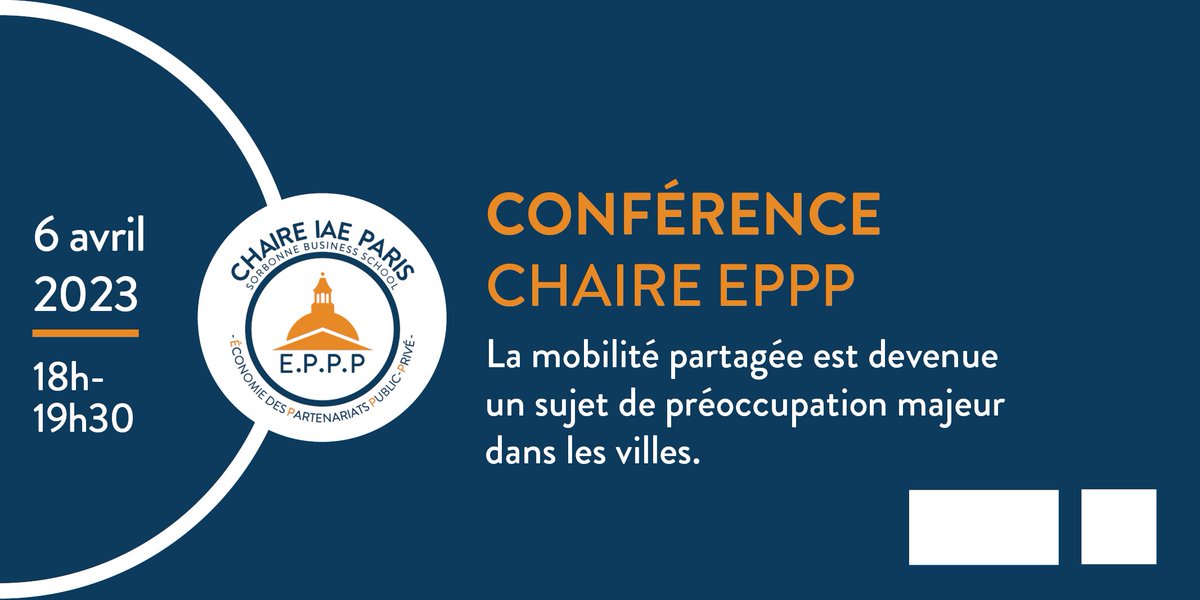 "Les mobilités partagées dans la #ville sont-elles toujours les bienvenues ?" 🚲

C'est le thème de la conférence en ligne organisée par la <a href="/ChaireEppp/">Chaire EPPP</a> et animée par @ma_monmont Public Policy Associate chez <a href="/TIERMobility/">TIER Mobility</a> 

Envie d'en savoir plus ? 👉 iae-paris.com/fr/nos-actuali…