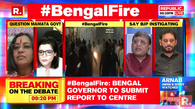 republic's tweet photo. #BengalFire | When will CM Mamata admit that her 'Hindus must avoid Muslim areas' remark was wrong?: OpIndia Editor Nupur Sharma's sharp attack on TMC Spokesperson Biswajit Deb on the debate - 
https://t.co/ATVNsc8eWJ

#BengalViolence #MamataBanerjee #BJP #TMC #HowrahClashes #Rishra #RamNavamiViolence