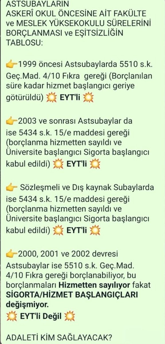 Muratse59422250's tweet photo. @CHPMuratBakan 2000,2001 ve 2002 Mezunu Astsubaylar Askeri Okula girmeden önce başarılı geçen Üniversite sürelerinin Hizmet Başlangıcı Olsun istiyor. Tıpkı 1999 öncesi ve 2003 sonrası Astsubaylar gibi. Adalet 🙏🙏🙏
#EGMveTSKBorçlanmaMağduru https://t.co/5tgKmj9vkS