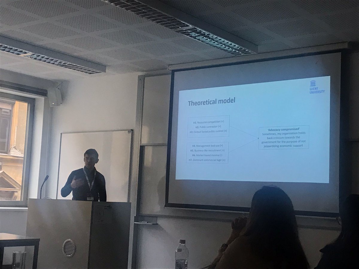 GovPA_UGent's tweet image. And this morning we carefully listened to @BenSuykens who presented his large-N research examining the relationship between different manifestations of #nonprofit #marketization and #mission #drift with data from US, SWE &amp;amp; BE. #IRSPM2023