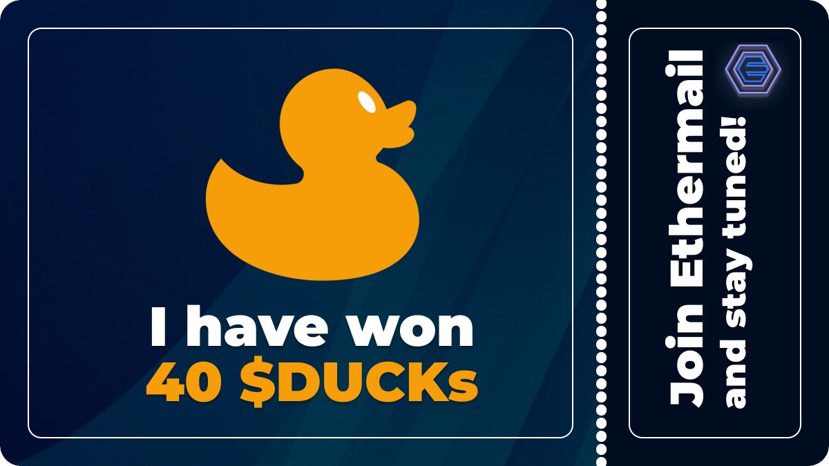 I just won 40 DUCKs in an airdrop from <a href="/dao_duck/">DuckDAO 🐣</a> 💸

Join their Ethermail community now and stay up to date! 💌 ethermail.io/community/duck…]

#DuckDAO #Ethermail
