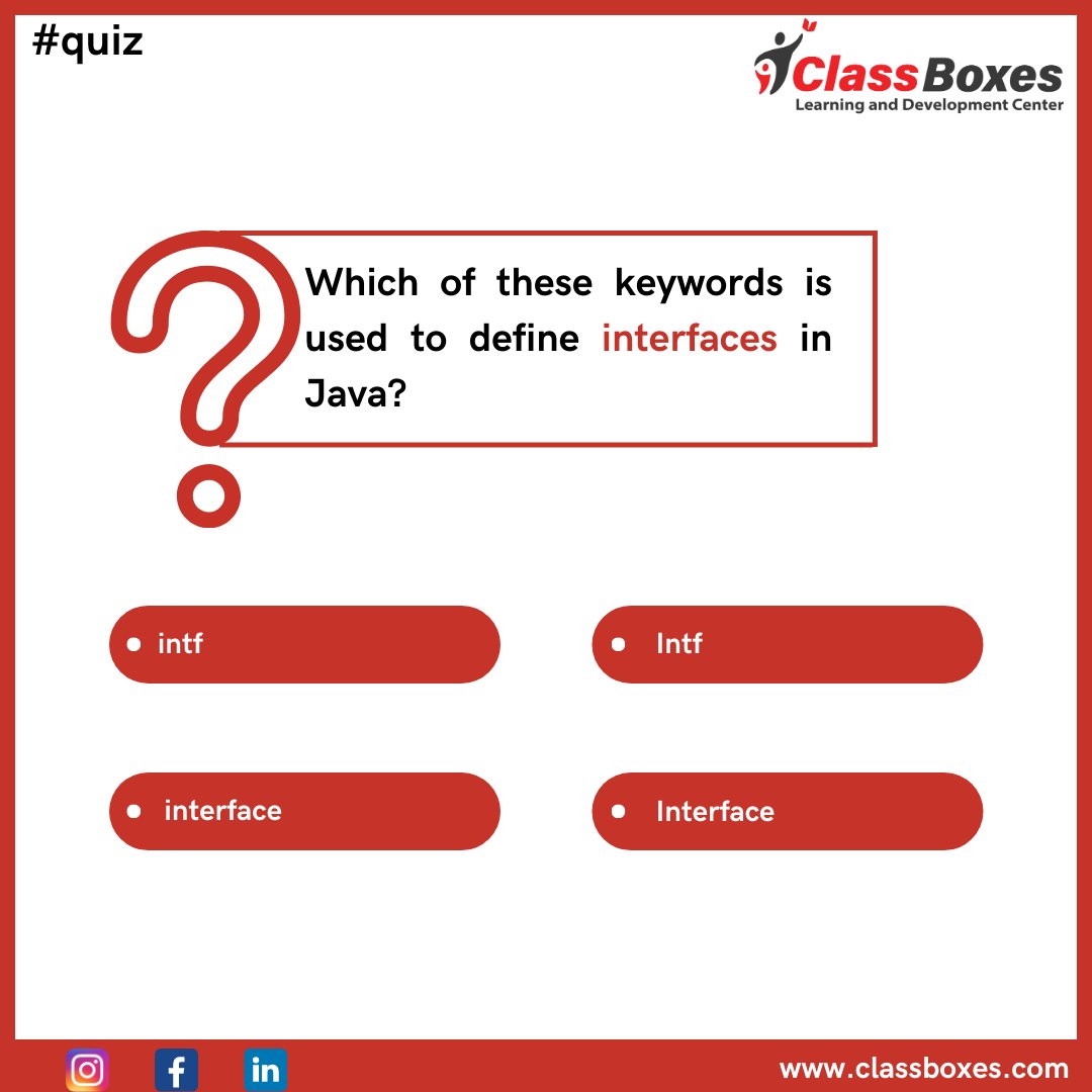 Comment Down Below✍
Let's see who is correct..!
Follow for more
@classboxes 
.
.
#quiz #dailypost #fullstackdevelopment #edtech #javaquiz #webdeveloper #softwaredeveloper #computerscience #webdevelopment #codingpics #reactjs #programmers #nodejs #softwareengineer