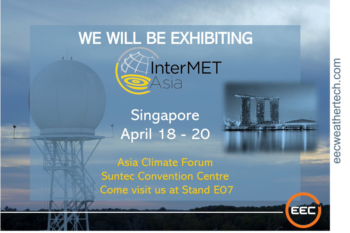 eecweathertech's tweet photo. Visit EEC's exhibit at stand E07. See you there!
#singapore #followtheprovenleader #over50years #weatherradar #radarupgrades #gapfiller #networks #weatherdata #savinglives #climatechange #protectingassets #doppler #remotesensing #forecast #meteorological #trackingstorms https://t.co/30Va3I6NTy