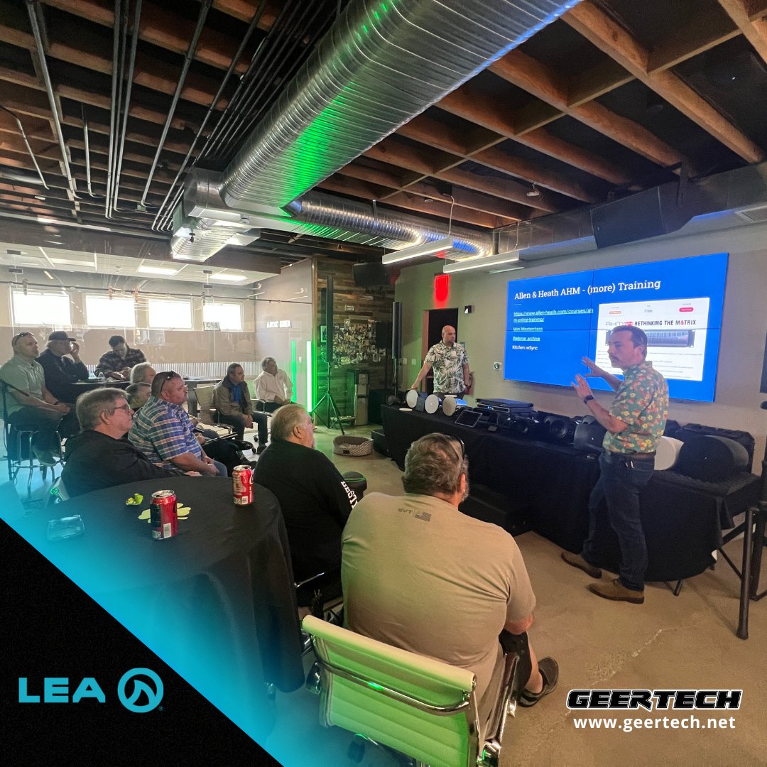 GeerTech's tweet image. Pics from our #KitchenSync training for an overview of @LeaProfessional and Sharkware - LEA's new advanced amplifier control software. Contact us for a demo. ow.ly/rqAu50Ny2Zn

#LEAProfessional #sharkware #Audiogeer #GeerTalk #ProAudio #ProAV #ProAVL #AVL #GeerTech