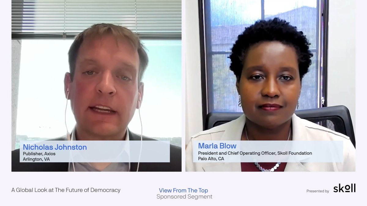 SkollFoundation's tweet photo. Groups like @ProtctDemocracy and @HelloCTCL are doing the necessary work to support democracy and fend off authoritarianism. Our President and COO @Marla_Blow tells @Axios the foundation is committed to setting these organizations up to operate “from a position of strength.” https://t.co/4FIyn666NT