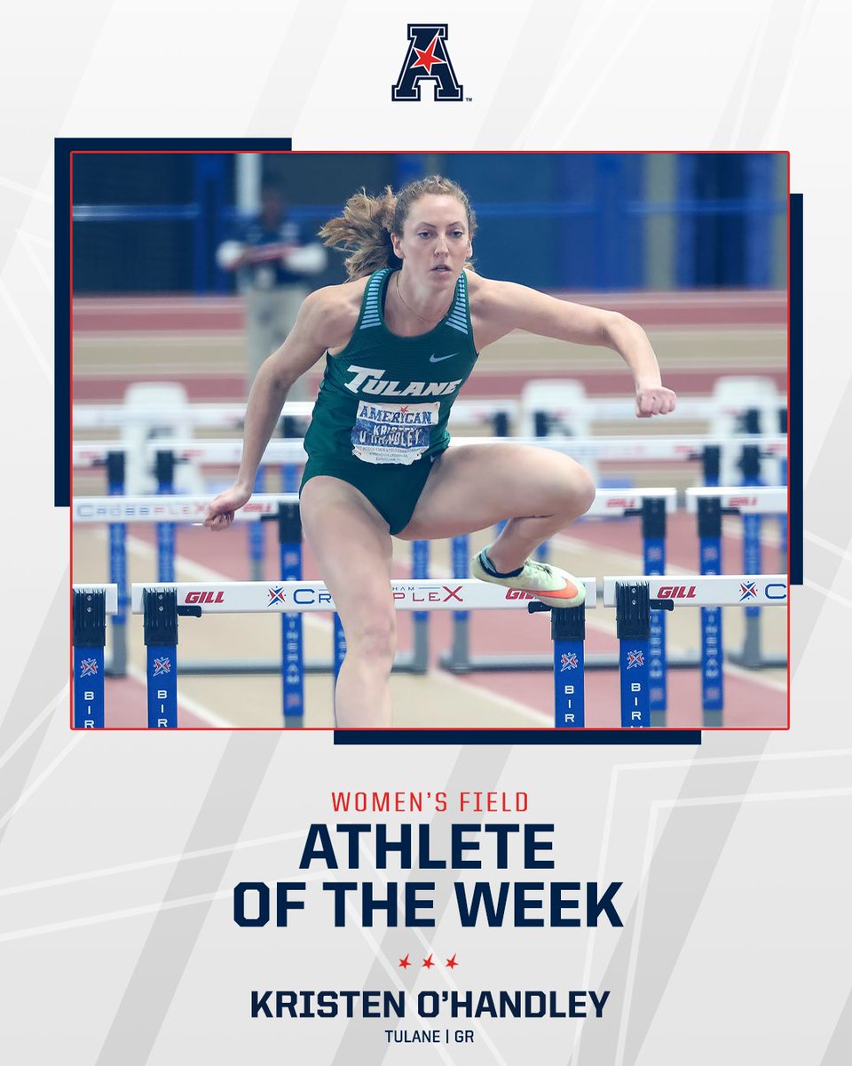 AmericanXCTrack's tweet photo. 𝗪𝗼𝗺𝗲𝗻'𝘀 𝗙𝗶𝗲𝗹𝗱 𝗔𝘁𝗵𝗹𝗲𝘁𝗲 𝗼𝗳 𝘁𝗵𝗲 𝗪𝗲𝗲𝗸  

Kristen O'Handley of @GreenWaveXCTF broke The American heptathlon points record with 5,652 at the Texas Relays!

#AmericanTF https://t.co/Qg1oCve1JA