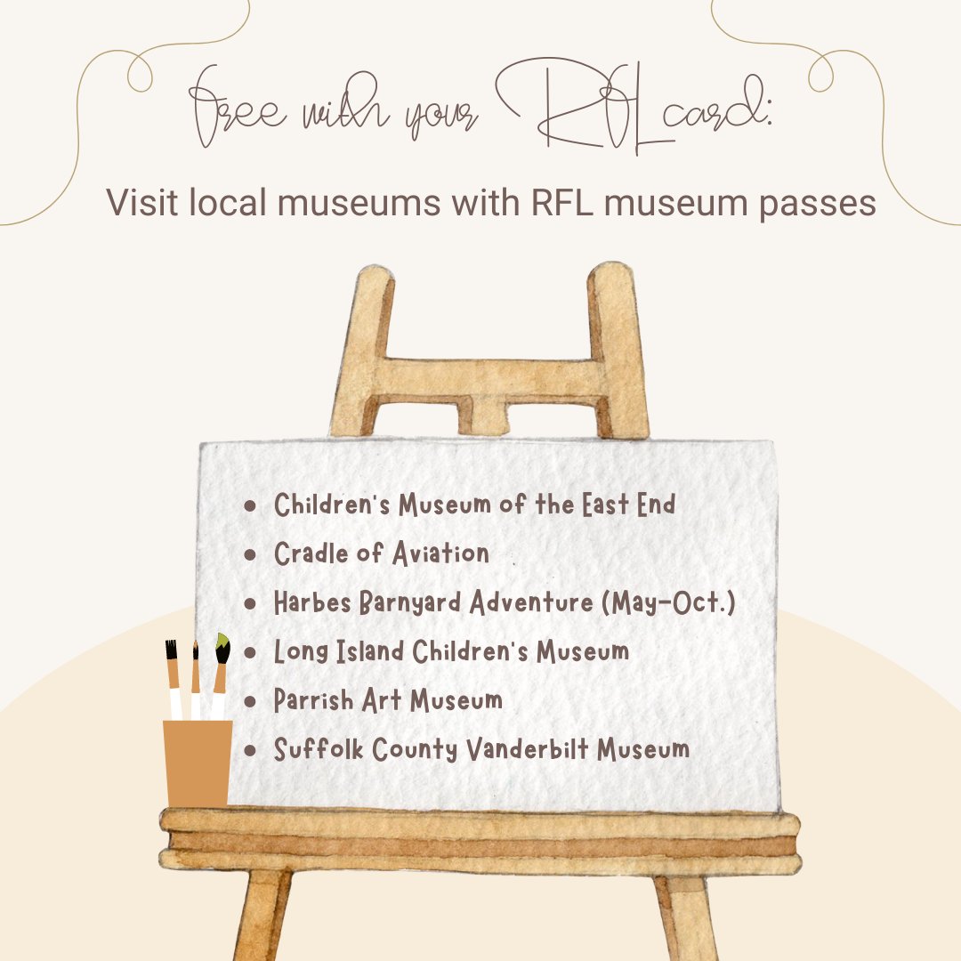 RivFreeLibrary's tweet photo. We are pleased to offer several #museumpasses to RFL cardholders ages 18+ to gain free entrance for a number of guests varying by museum. Accounts must be in good standing and guests must abide by the conditions determined by the museums #librariesarefor #rfl #thisisriverhead https://t.co/FTf8bpasrU