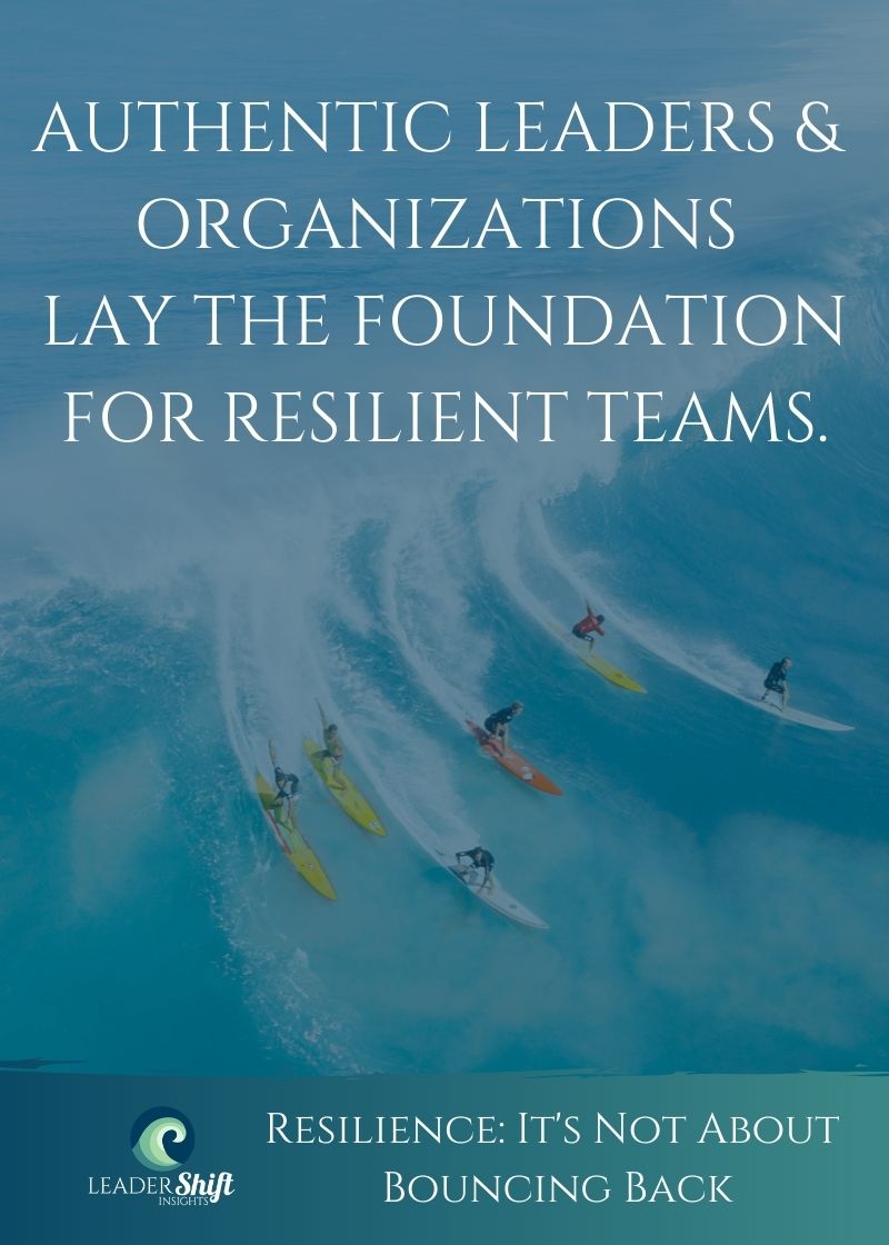 Authentic leaders and organizations lay the foundation for resilient teams.

Do you agree or disagree? I’d love to hear your thoughts.
 
🌊 LEARN HOW to build resilience by fostering authenticity in your team >>> leadershiftinsights.com/resilience-book