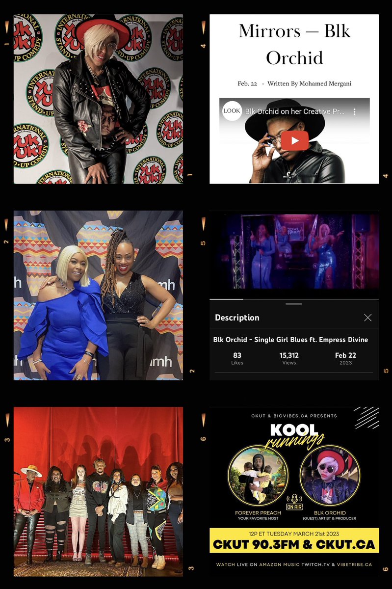 <a href="/EmpressDivine24/">Empress Divine</a> and I release our music video for Single Girl Blues in Feb and perform at <a href="/CAMHnews/">CAMH</a> for BHM the same day 
My article and interview with Look Magazine comes out
Go to the Black Diamond Ball for the first time 

Perform at Yuk Yuk's Comedy Clubs - Official National