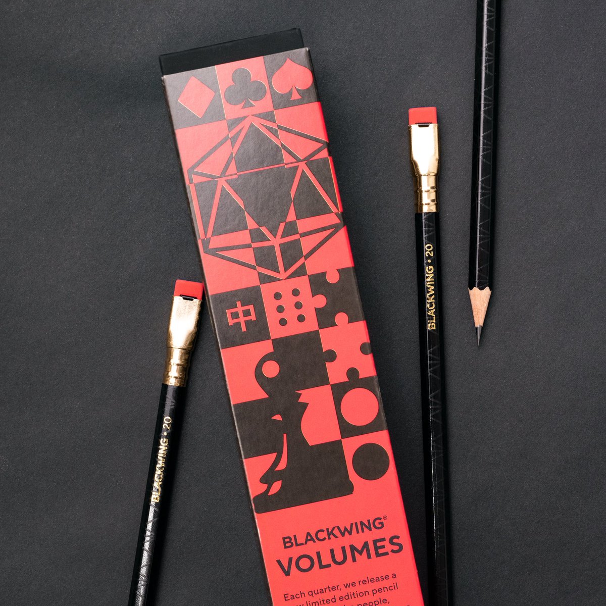 pencilscom's tweet photo. We are excited to announce the Blackwing Volume 20 Collection is now available at https://t.co/zOnJYEE6rL! This limited edition collection celebrates tabletop games and the cherished moments they can create. https://t.co/16WTaNBKzB https://t.co/DrvYouh4Ng