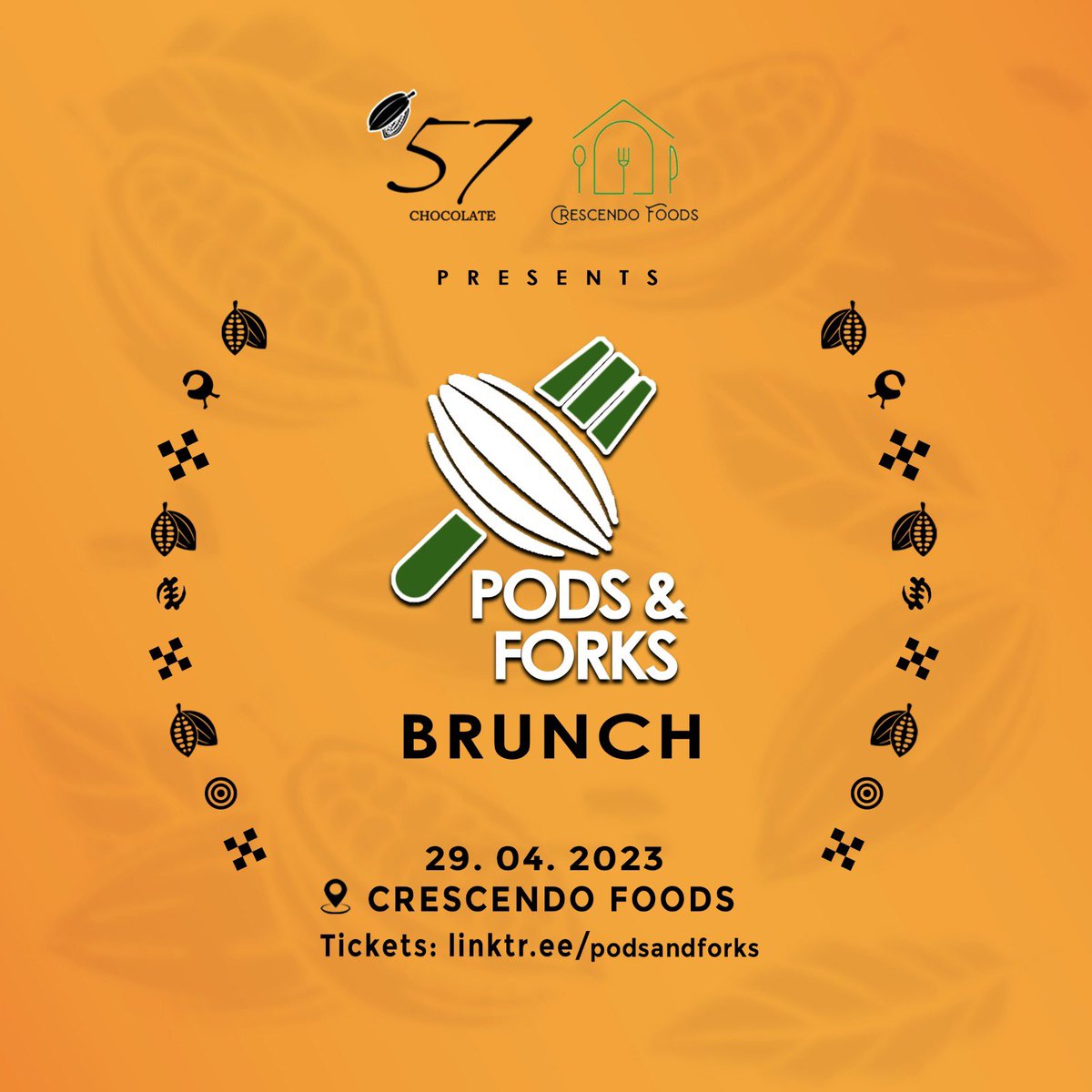 Introducing Pods and Forks—a 5-course chocolate-inspired brunch experience by <a href="/57chocolategh/">57 Chocolate</a> and <a href="/crescendo_foods/">Crescendo Foods Ghana</a>. Check out our #spotifyplaylist and get your ticket(s) here: linktr.ee/podsandforks