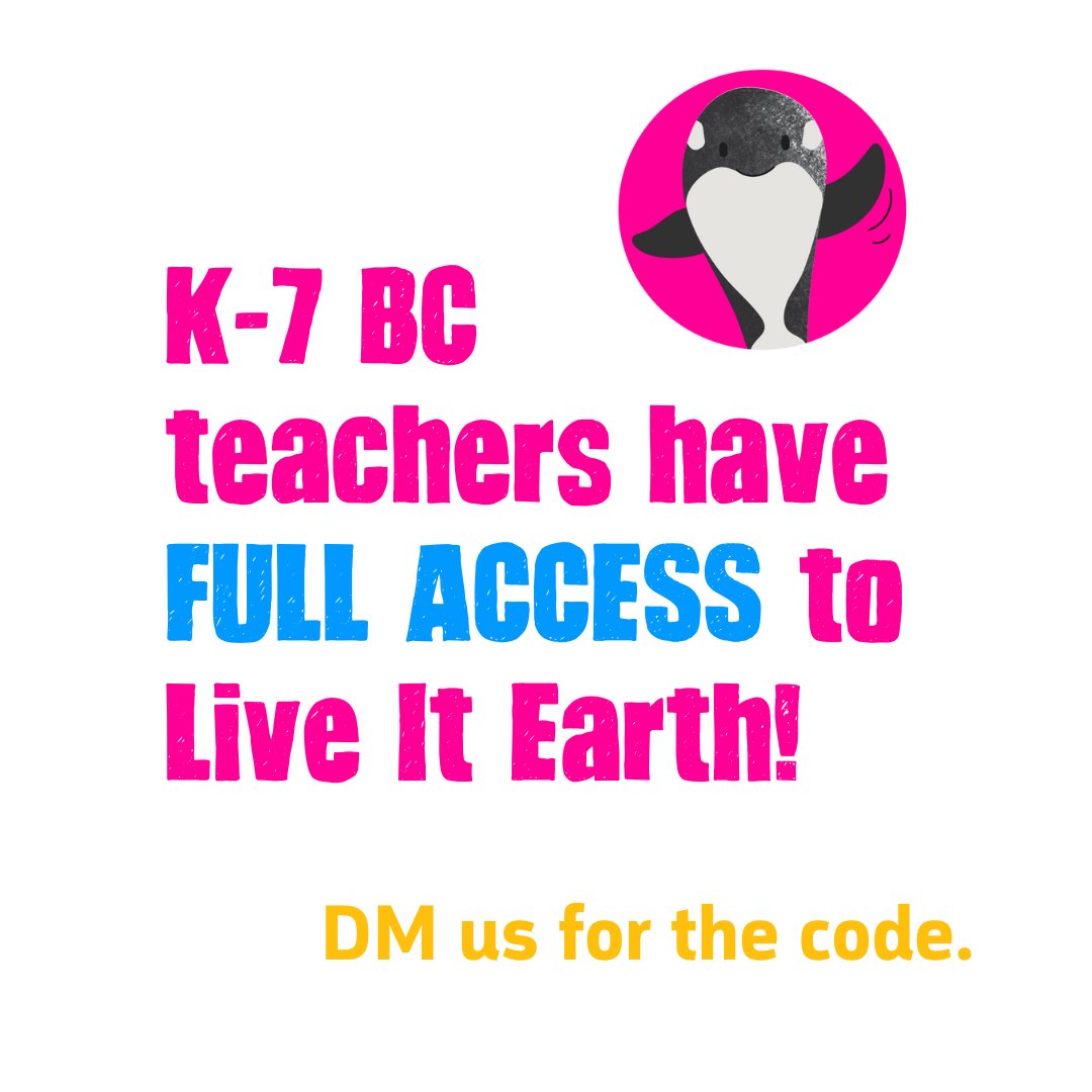 Don’t forget to share this with your fellow #BCTeachers! DM us your name, school and email address and we’ll send you the access code. Thank you @FocusedED for helping us make our Live It Earth Library available to BC teachers and students. #liveitearth #edapp #bcedchat #bced