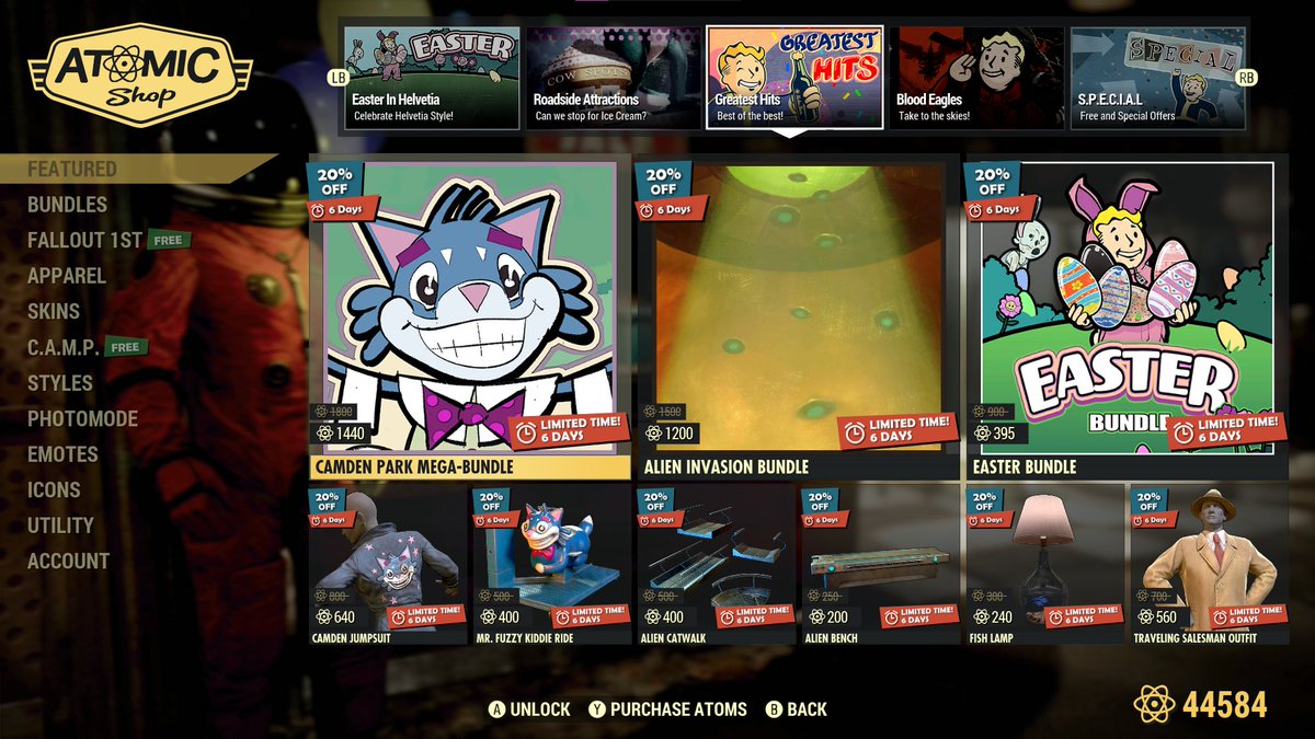 RadCatsRule's tweet image. Atom Shop Update, 4th April #Fallout76 #Fallout