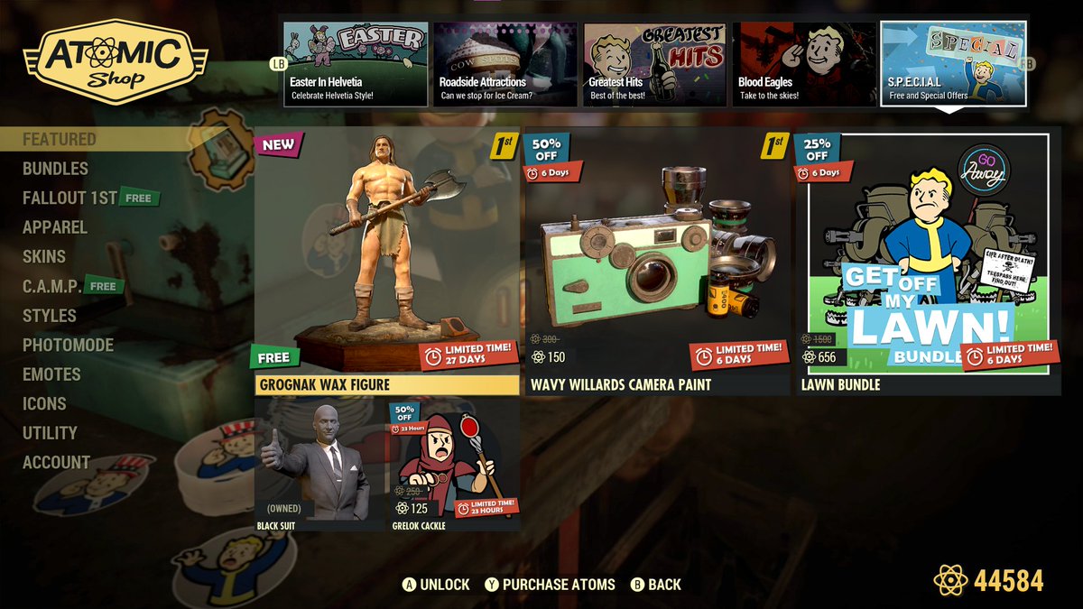 RadCatsRule's tweet image. Atom Shop Update, 4th April #Fallout76 #Fallout