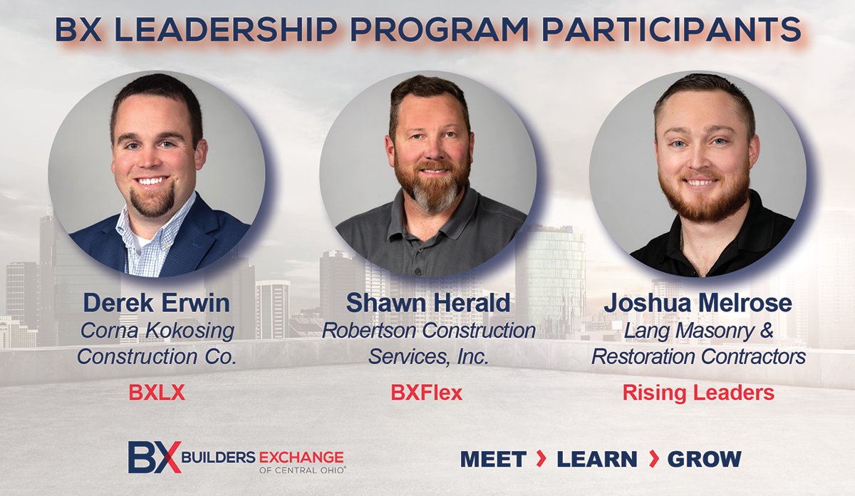 BXofCentralOhio's tweet image. Meet the 2023 BX Leadership Program Participants!
@BXofCentralOhio #CornaKokosingConstruction #robertsonnews #LangMasonry #Construction #OhioStrong #Leadership #BXLX #BXFlex #FieldLeadership #RLI #RisingLeaders